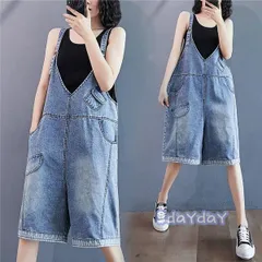 レディース オーバーオール 5分丈 夏 楽ちん 大人 ワイド サロペットデニムパンツ 大きい パンツ お洒落 ガウチョパンツ 可愛い カジュアル