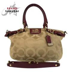 COACH コーチ オプアート ベージュ ボルドー ゴールド金具 キャンバス/18650 トートバッグ ショルダーバッグ 2way レディース 501703【中古】