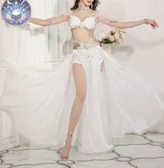 新品 未使用 新作 ベリーダンス オリエンタル衣装 ブルー ブラ スカート オーダーメイド