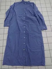 ◇ ⊂ 無印良品 スタンドカラーシャツワンピース ブルー系ストライプ Mサイズ レディース E  【1508250039379】