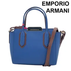 美品 エンポリオアルマーニ ARMANI ハンドバッグ ショルダーバッグ 2way ブルー 本革 レザー レディース 5D983