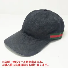 ※併売商品※◆中古美品◆GUCCI【グッチ】GGキャンバス ベースボールキャップ キャンバス ブラック サイズM 58cm 帽子 メンズ レディース　M1213