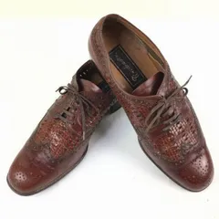 ワシントン/Washington★ Vintage/ハンドメイド/ウイングチップ/ビジネスシューズ【サイズ 24cm　茶/編み加工/本革/管NO.ZA-306<sale>のサムネイル