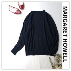 ◯MARGARET HOWELL マーガレットハウエル FINE COTTON WOOL コットン ウール プルオーバー ニット ボトルネック 日本製 M ネイビー 紺 (76Y＋5977)25A☆
