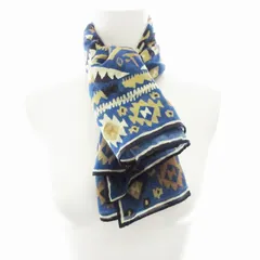 ドレイクス DRAKE'S スカーフ ストール マフラー バンダナ シルク混 総柄 エスニック柄 青 ブルー /MM