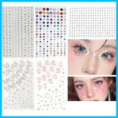MOCOXYKLXY ラインストーン シール 5枚セット フェイスシール 3Dキラキラ 舞台化粧フラッシュドリルアクセサリー 携帯電話装飾 DIY用品 手芸用品 祝日の贈り物(A)