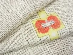 平和屋着物■上質な紬　変わり格子花文　逸品　cf3887