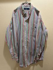 古着 90sラルフローレン Ralph Lauren  マルチストライプ 長袖 ボタンダウン