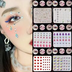 LeTradeJP Rhinestone Face Stickers, Glittery 3D Glow-in-the-Dark Stickers, Diamond Stone Stickers, Crystal Glitter Face Stickers, Face Decoration, Nail Art Parts, Face Stickers
