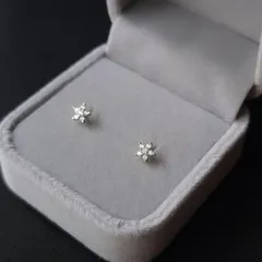 069P【高品質✨】6粒　小粒ダイヤ　花　星　シルバー　ミニ　ピアス　シンプル