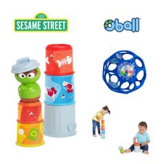 【新品未使用】オスカー・スタッキングカップ＆オーボールラトル・ブルー