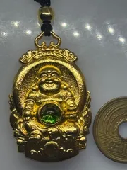 ベトナム砂金 布袋弥勒 精工象嵌緑玉 ネックレス 4665-1/6