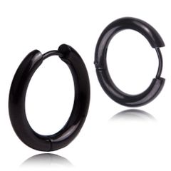 【幅3×内径10mm 色：ブラック 1ペア】[Adelina Style] フープピアス 人気 つけっぱなし リングピアス メンズ レディース サージカルステンレス 金属アレルギー対応 イヤリング 男女 両耳 プレゼント