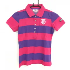 ★特価★【超美品】アディダス 半袖ポロシャツ ピンク×パープル ボーダー レディース S/P ゴルフウェア adidas