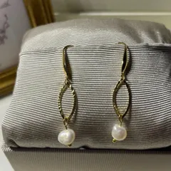 ピアス パールピアス デザインフックパールピアス ステンレス316L金18Kコーティング