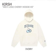 KIRSH キルシー  フード付きスウェットパーカー　ホワイト　アイボリー　　白　　LOGO CHERRY HOODIE アーチ ロゴ チェリー フーディー　韓国ファッション