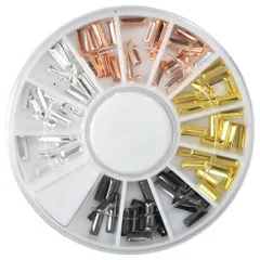 【送料無料】スタッズ ラインストーン 4色 長方形 ケース付き ネイル パーツ ジェル ネイルパーツ ネイル用品 スタッズ メタルパーツ ゴールド メタル ストーンセット ストーン セット ジェルネイル ネイル ネイル工房【お試しセット 4色スタッズ★長方形】