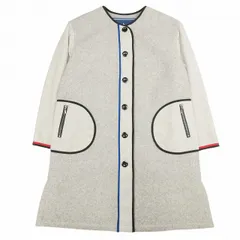 マダムジョコンダ MADAM JOCONDE 異素材切替 ノーカラー ロング コート キルティング 中綿 ジャケット ブルゾン アウター L グレー レディースのサムネイル