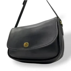 希少 オールドコーチ COACH ショルダーバッグ ポシェット ブラック ターンロック 9790 本革 レザー クロスボディ フラップ Vintage 肩掛け 斜め掛け ゴールド金具 長財布可 U15