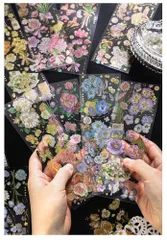 【数量限定】大量 ステッカー 素材 手帳 シールシート 手帳シール 手帳デコ 付箋 飾り コラージュ素材 かわいい おしゃれ 日記デコレーション シール DIY (四季の花)