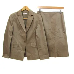 エル スーツ セットアップ ストレッチ ジャケット スカート ブランド 上下セット レディース 38サイズ チャコール ELLE 【中古】