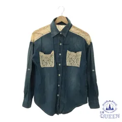 ☆美品☆ INGNI イング トップス シャツ カッターシャツ 切替 デニム おしゃれ 長袖 レディース ネイビー M 901-13454 送料無料 古着