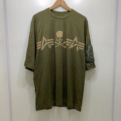 ALPHA INDUSTRIES × MASTERMIND WORLD CIGER POCKET SS TEE アルファ マスターマインド シガ―ポケット 半袖Tシャツ カーキ Ｌサイズ