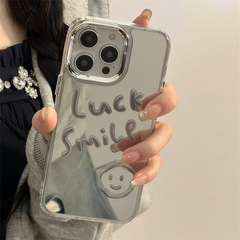 ミラー 鏡 スマイル ニコちゃん 可愛い シンプル スマホケース アイフォンケース 携帯ケース iPhone11 iPhone12 iPhone13 iPhone14 iPhone1