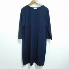 #anc ローズティアラ Rose Tiara ワンピース 40 紺系 七分袖 リボン ボーダー 裾スカラップ レディース [851158]