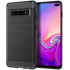Galaxy S10+ ケース SC-04L SCV42 ギャラクシーs10プラス カーボン調 薄型 耐衝撃 ソフト ケース 【Color】 ブラックのサムネイル