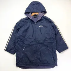 ヴィンテージ ☆ アディダス ☆ adidas ネイビー グランドコート ウィンドジャケット パーカー D5 F174 M スポーツ アウトドア■S1361