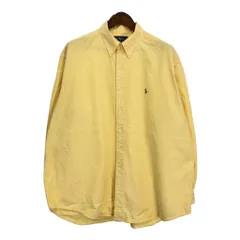 RALPH LAUREN ラルフローレン BLAKE ボタンダウン 長袖シャツ ワンポイントロゴ イエロー (メンズ XL) 中古 古着 S0277