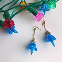 昭和レトロ★Xmasライトのピアス・イヤリング【Blue】