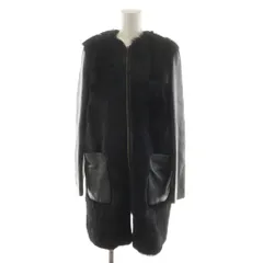 プロポーション ボディドレッシング PROPORTION BODY DRESSING ノーカラーコート ロング丈 ファー 羊革 ラムレザー 切替 アウター 38 黒 ブラック 038-259816 /AN39のサムネイル