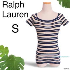 ★美品★ Ralph Lauren ラルフローレン 半袖　ニット　ボーダー  ホワイト 送料無料　古着　レディース
