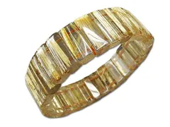 タイチンゴールドルチルクォーツ天然石バングルブレスレット17.5mm大サイズ