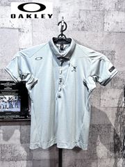 美品 オークリーゴルフ 半袖 ポロシャツ L メンズ OAKLEY GOLF グレー スカル