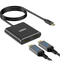 ★Loryi USB C HDMI 変換アダプター デュアル HDMI 分配器 拡張モード対応 HDMI 拡張 2in1 Type C 4K@60Ｈz USB-C ハブHDMI ケーブル アダプター 拡張モード (USB-C to デュアルHDMIアダプター)