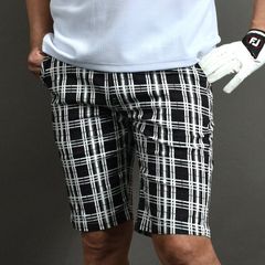 送料無料 アウトレット 撮影サンプル品 タータンチェック/Mサイズ 【COMONGOLF/コモンゴルフ】総柄プリントローライズストレッチゴルフショートパンツ(CG-S53782) ゴルフウェア メンズ ハーフパンツ 短パン 半ズボン 夏 パシャ売り S-S