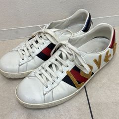 ΩNA3636 大人気！GUCCI グッチ エース エンブロイダリースニーカー LOVED ホワイト 497090 メンズ サイズ8