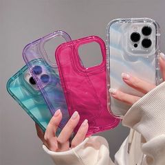 iPhone 케이스 iphone16 iphone15 클리어 투명 소프트 TPU 물결 무늬 웨이브 디자인 부드러운 경량 범용 충격 흡수 스마트폰 커버 xzzhang263
