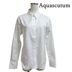 Aquascutum　アクアスキュータム 　レディース　レギュラーカラーシャツ　長袖　11号　L　白　無地