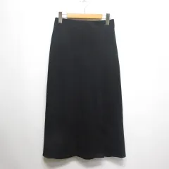 ユニクロ UNIQLO ストレッチ ダブルフェイス スリット スカート M 黒 ブラック ロング