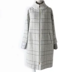 極美品☆正規品 HERNO ヘルノ GC0287D 2020年 チェック柄 ロゴプレート付 スタンドカラー 中綿入り ZIP UP ロングコート グレー 44 伊製のサムネイル