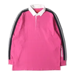 Supreme シュプリーム Tシャツ ピンク サイズ:L | リフレクターライン ラガーシャツ (Reflective Sleeve Stripe Rugby) | トップス カットソー 長袖【メンズ】【中古】