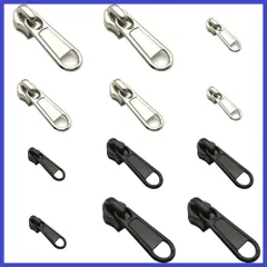 SANJAOYEE ファスナー 引き手 ファスナー 修理 スライダー 12個セット 3サイズ 金属製 引っ張りスライダー 取換 耐久性のあるジッパーヘッド 取り外し可能で再利用可能なジッパー交換スライダー