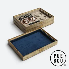 【新品】【1点販売】PUEBCO[プエブコ] STACKABLE JEWELRY TRAY [スタッカブルジュエリートレー アクセサリーケース ジュエリーボックス ディスプレイ インテリア 木製 ベルベット 什器 積み重ね可能 スタッキング]