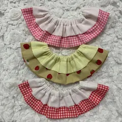 st14.フリルスタイ スタイ つけ襟  リバーシブル　3枚セット　ハンドメイド