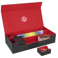 LEFOR·Z カードデッキボックス XL プレミアムカードゲームデッキ収納ボックス 5デッキカードボックス  カードデッキケース MTG/TCG/Yugioh/Magic (ブラック&レッド)