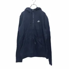 NIKE フルジップ ロゴスウェットパーカー Mサイズ ナイキ ストリート 紺 ネイビー 古着卸 アメリカ仕入 a502-5693